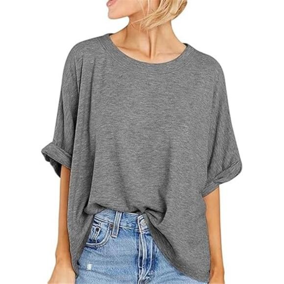 Women's Oversized Short Sleeve T-Shirts – Casual Loose Fit Summer Tops - Picture 7 of 7